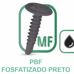 PBF Parafuso Autoperfurante Ponta Broca Cabeça Flangeada Phillips Fosfatizado Preto